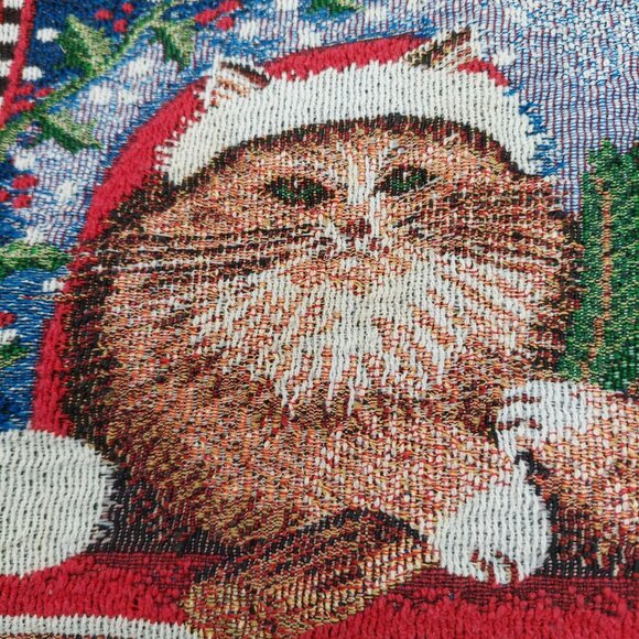 Tapestry Kitty Klaus Christmas Cat 4 Placemats & 1 Table Runner READ - Picture 10 of 12
